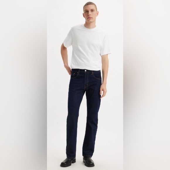 NWT Levi Jeans 517 Boot Cut Long Mens Dark Wash Blue Jeans Slim - Picture 4 of 10